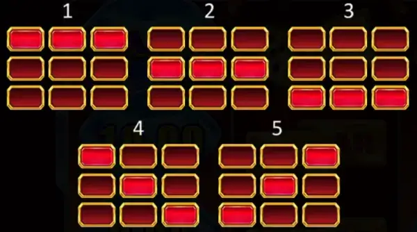 Diagram of the 5 fixed paylines