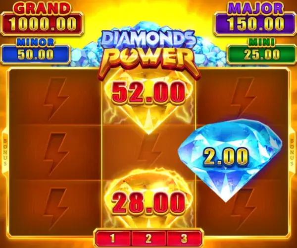 Demo screenshot: Hold and Win bonus game grid with active symbols